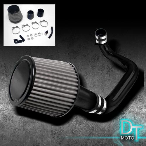 Stainless washable cone filter+ cold air intake 01-05 civic dx lx black aluminum