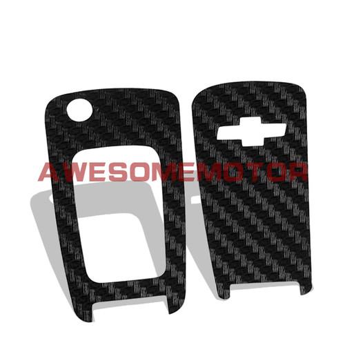 Carbon fiber remote key chain protective cover sticker for chevrolet cruze 2pcs