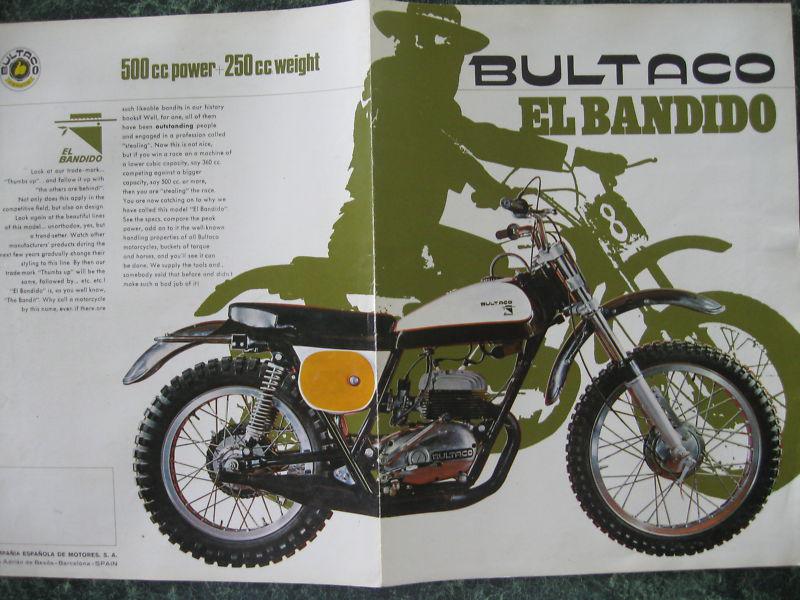 Bultaco el bandido 360, 1970 brochure 11"x17" fully opened - 4 page repro. 