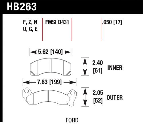 Hawk performance hb263f.650 disc brake pad 87-93 cougar mustang thunderbird