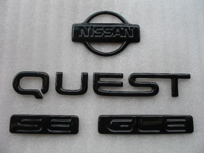 93-02 nissan quest gle se black blackout blacked out emblem logo badge sign set