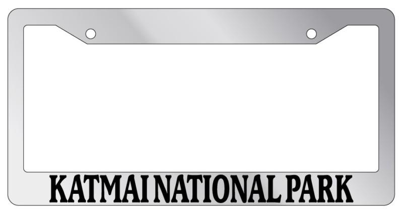 Chrome license plate frame katmai national park auto accessory novelty