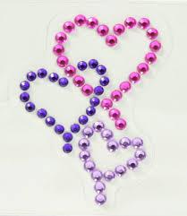 New 3 heart linked hearts cling bling decal beads jeweled