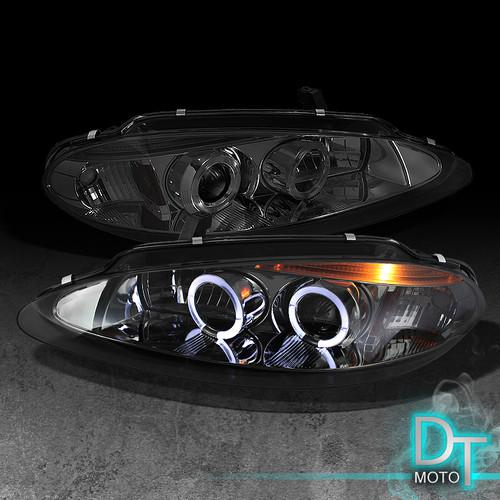 Smoked 98-04 dodge intrepid dual halo projector headlights lights w/led eye lid