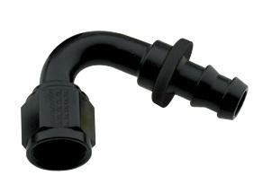 212012bl fragola -12an black push lock 120 degree bend race hose ends