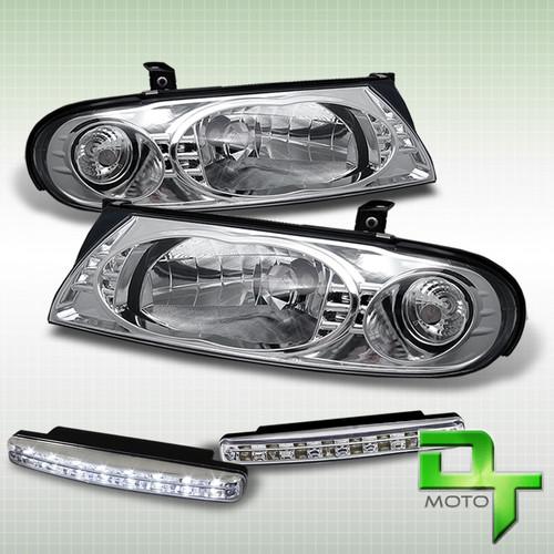 Drl led bumper fog+1993-1997 nissan altima chrome clear crystal headlights lamps