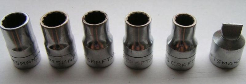 Vtg/craftsman v series 12 point 5 each 1/2" drive sockets + 1ea  9/16 flat drive