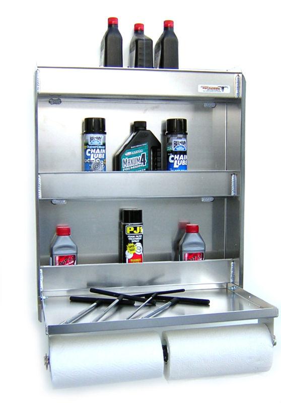 Aluminum work tray station storage cabinet trailer shelf 