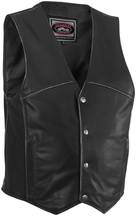 River road rambler distressed leather motorcycle vest black 52 us