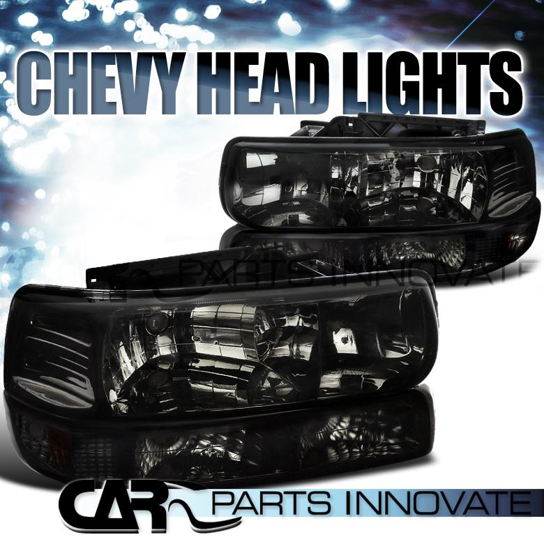 99-02 silverado 00-06 suburban tahoe smoke crystal headlights+bumper signal