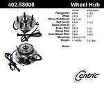 Centric parts 402.58000 front hub assembly