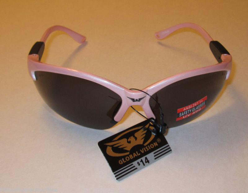 Pink ladies cougar smoke safety glasses motorcycle shatterproof sunglasses new