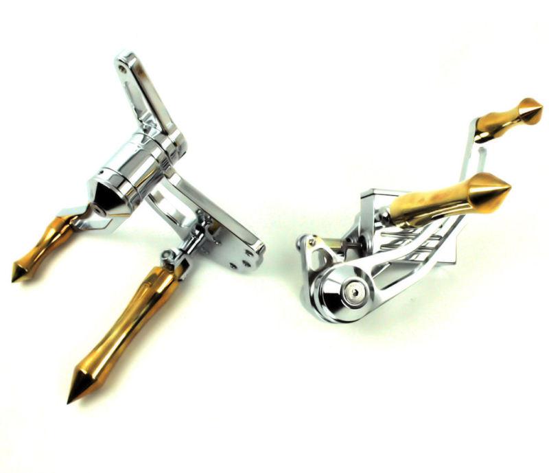 Chrome forward controls brass foot pegs shift peg harley chopper bobbeer customs