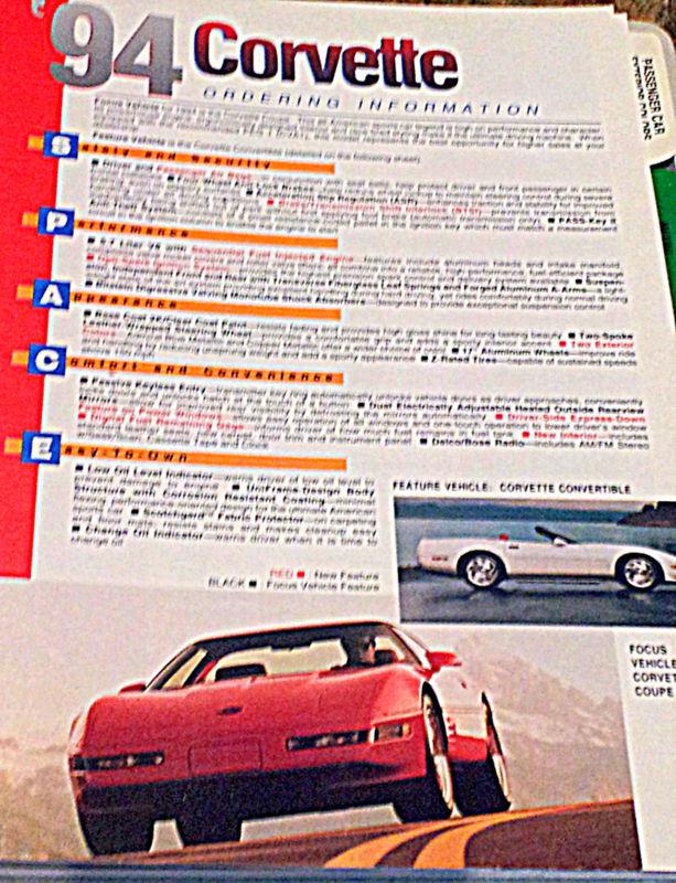 1994 chevrolet geo passenger  product portfolio data color fabric book corvette