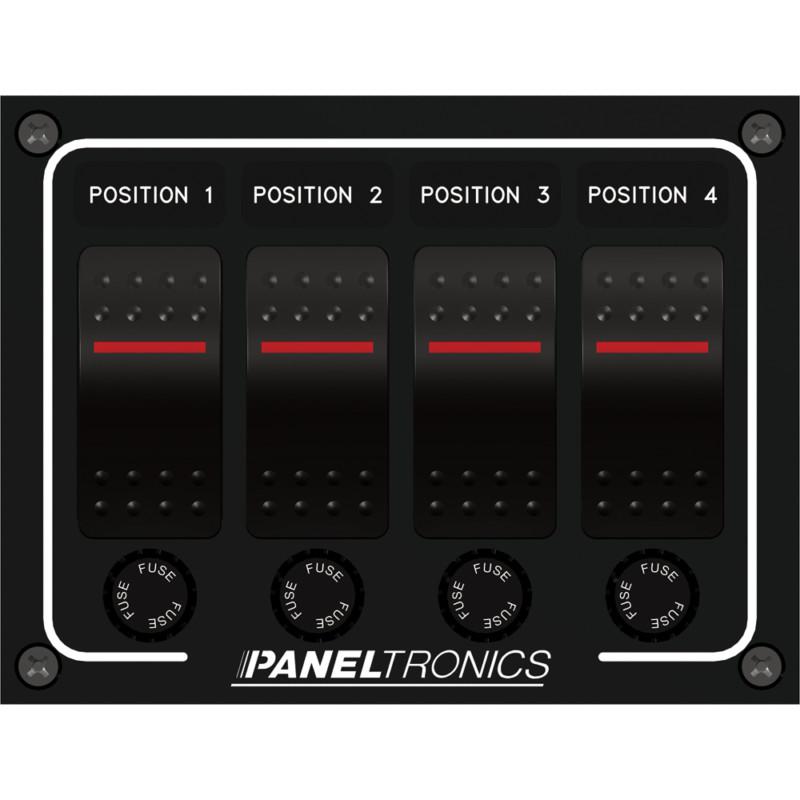 Paneltronics waterproof panel - dc 4-position illuminated rocker switch & fuse 9