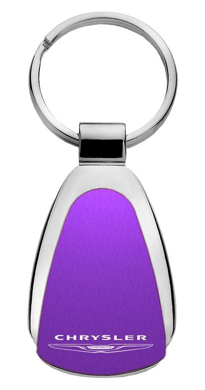 Chrysler purple tear drop metal key chain ring tag key fob logo lanyard