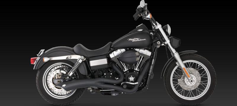 Vance & hines big radius 2-into-1 exhaust black 06-11 harley davidson dyna