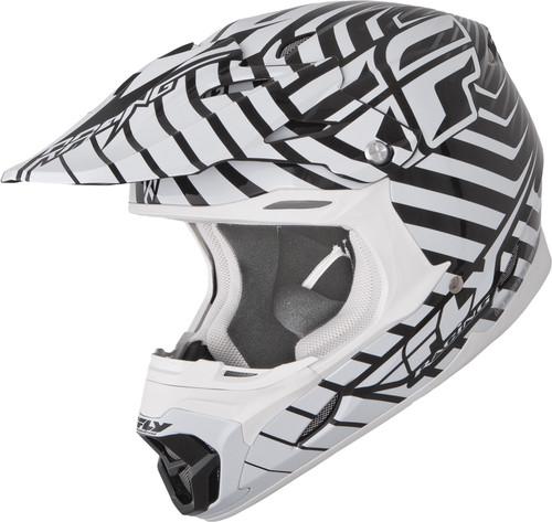 Fly racing three 4 graphics motorcycle helmet white/black large