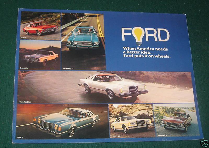 1977 ford full car line brochure; mustang; thunderbird; ltd; maverick; 8 pg