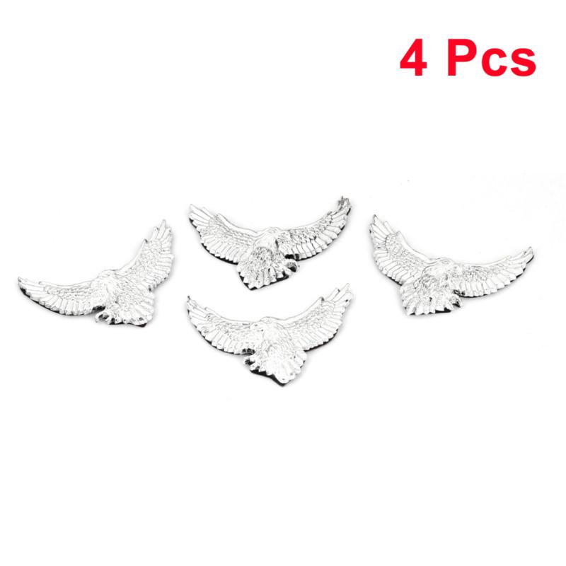 Vehicle car exterior decor silver tone eagle shape stickers badge emblem 4 pcs