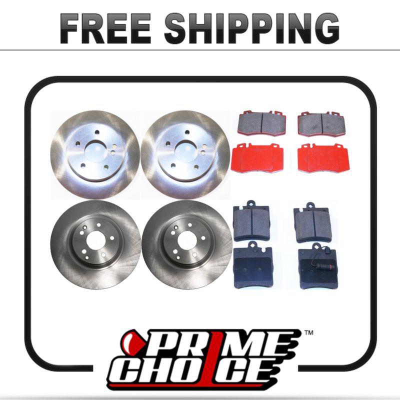 2 complete front & rear pair 4 disc brake rotors and 8 ceramic pads full set kit