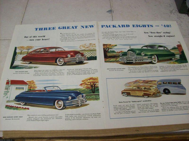 1948 packard custom eight & super eight convertible, station wagon advertisement