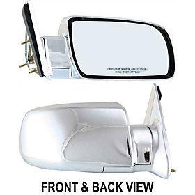 Chrome manual side view door mirror assembly passenger's right manual fold