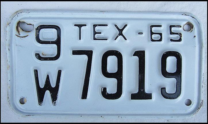 Vintage 1965 texas motorcycle license plate harley triumph bsa honda original