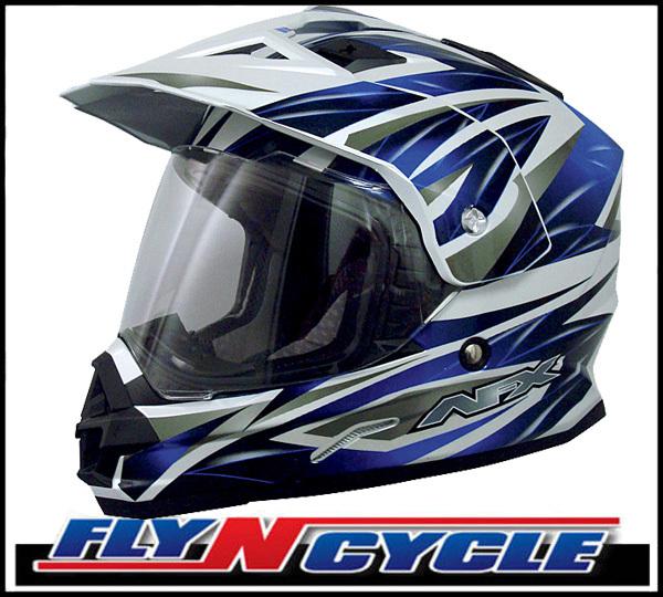 Afx fx-39 dual sport xl blue multi motorcycle full face helmet dot ece