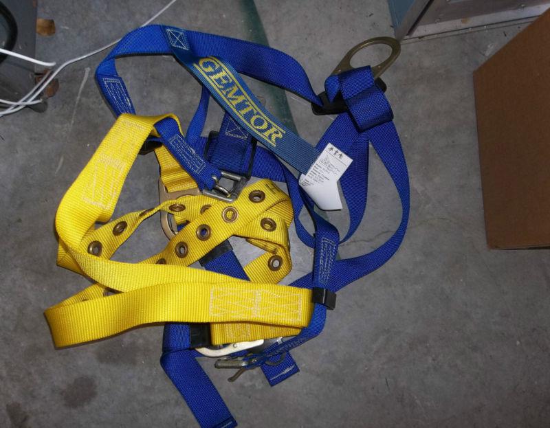 Blue and yellow full body harness