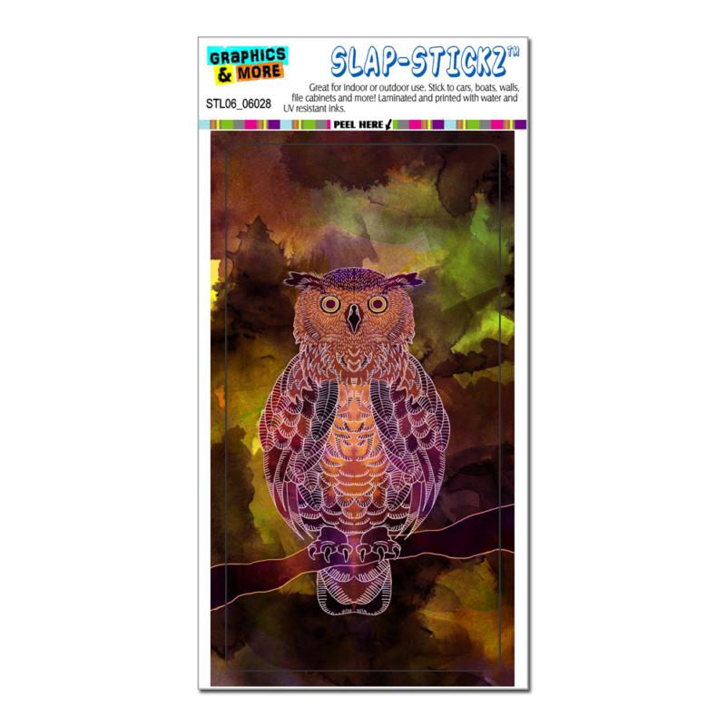 Owl watercolor purple gold - bird - slap-stickz™ window locker bumper sticker