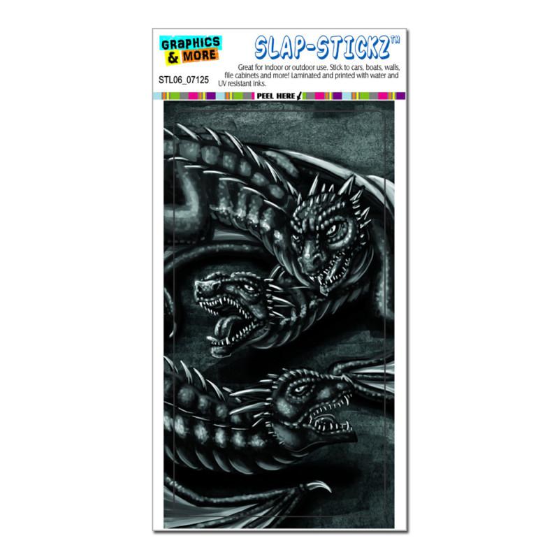 Dragon trio - three dragons fantasy black white - slap-stickz™ bumper sticker