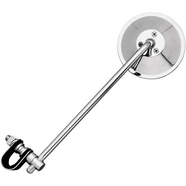 Emgo 3-way clamp-on mirror round 10" stem chrome universal