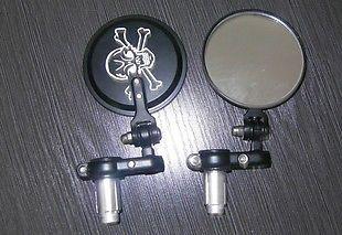 Motorcycle handle bar end mirror round skull black suzuki yamaha kawasaki honda