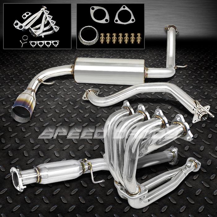 4.5" burnt tip muffler catback+header+piping exhaust 88-91 honda crx cr-x 3dr ed