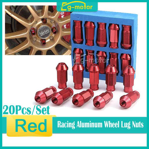 Red m12x1.5mm car racing wheel lug nuts aluminum for honda toyota ford kia x20