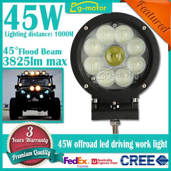 45w 9x5w cree flood beam led work light bar offroad car jeep 4wd truck 4x4 ip68 