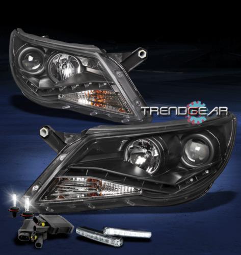 09-11 vw tiguan s se wolfsburg led black projector head light+drl daytime+6k hid