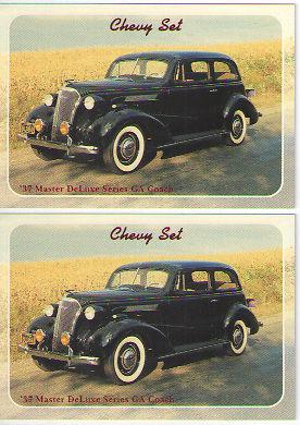 1937 chevy master deluxe coach baseball card sized cards - lot of 2 - must see!!