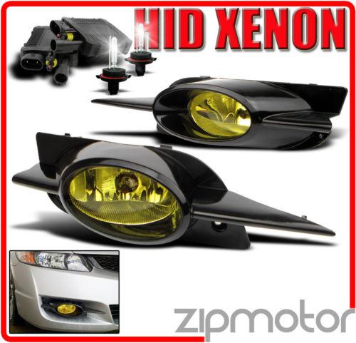 2009 2010 2011 honda civic coupe 2dr bumper yellow fog lights+6000k hid+switch