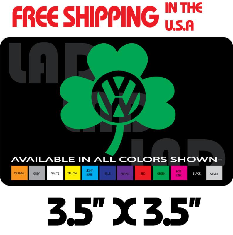 1- vw shamrock irish decal sticker 3.5"x3.5" bus bug fastback ireland clover 