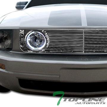 Chrome gt-sport front hood bumper grill grille+halo fog lights 05-09 mustang v6