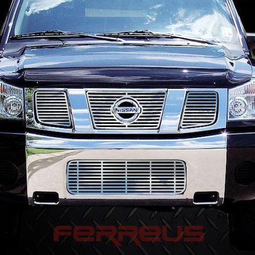 Nissan titan 04-07 horizontal billet polished stainless grill insert trim cover