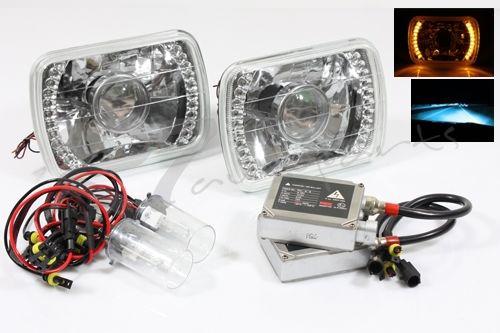 7x6 h6014/h6052/h6054 led yellow projector headlight+10000k blue hi/lo hid combo