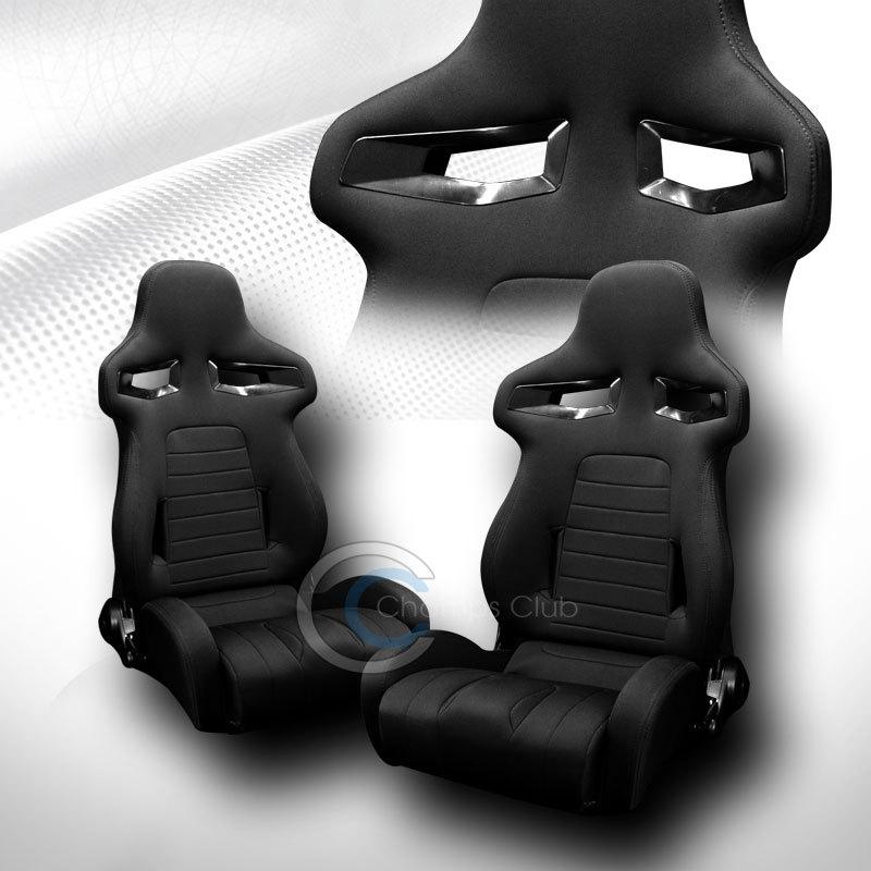 Universal br-sport blk stitch cloth car racing bucket seats+slider pair for euro