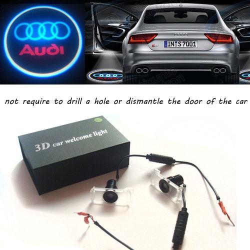 2x audi led car door step welcome laser logo lights projector ghost shadow light