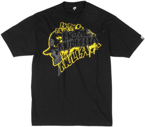 New msr metal mulisha premier adult cotton tee/t-shirt, black/yellow, large/lg