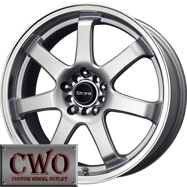 17 silver drag dr-35 wheels rims 5x100/5x114.3 5 lug civic mazda 3 6 wrx accord