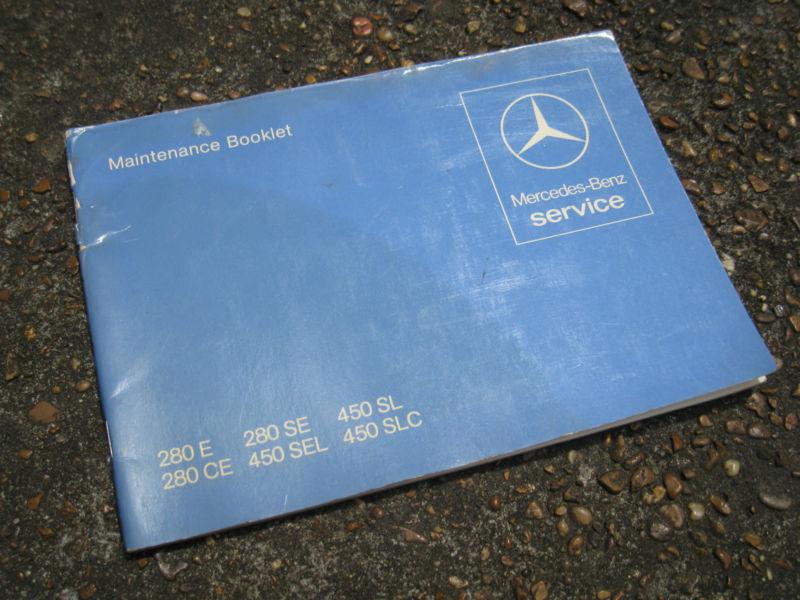 Vtg mercedes service maintenance booklet w123 w126 r107 280e/se/ce 450sl/sel/slc