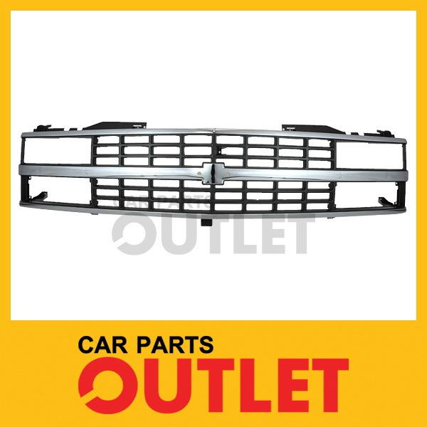 1988-1992 chevy c1500 c2500 c3500 pickup dark argent gray grille w/chrome trim